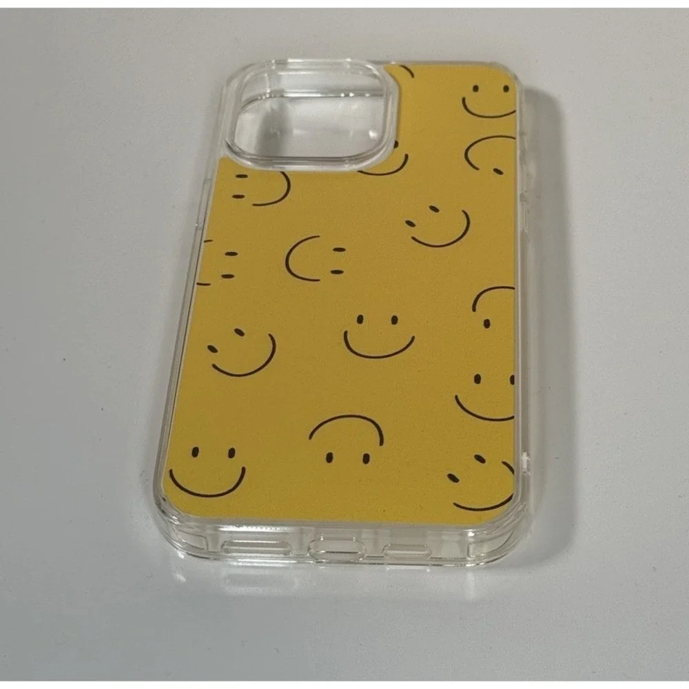 Yellow Happy Face Clear Hybrid Phone Case iPhone 13 Pro Max Crystal II‎ 81-03